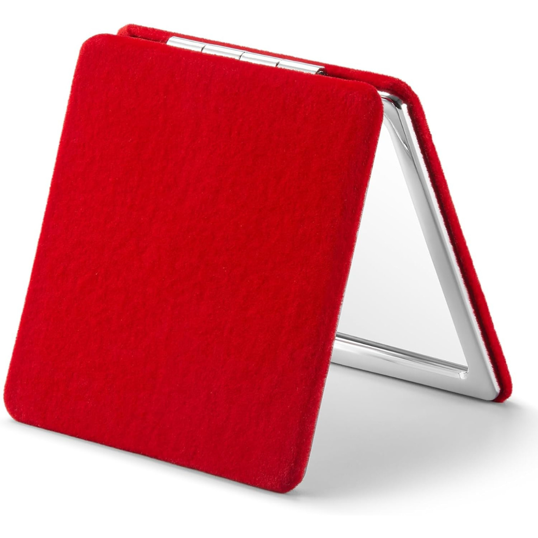 Compact Mirror, 1X/3X Magnifying Mirror with Velvet Cover, Pocket Ultra Portable for Purses and Travel (Christmas Red)