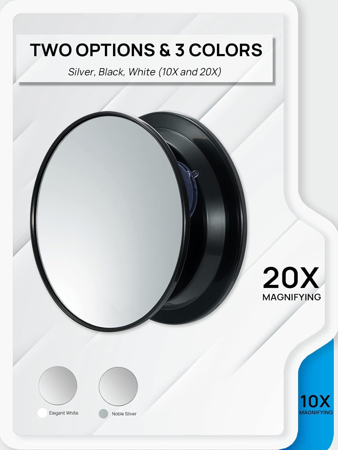 Bathroom Mirror, 6 Inch 20X Magnifying Makeup Mirror (Black,Round)