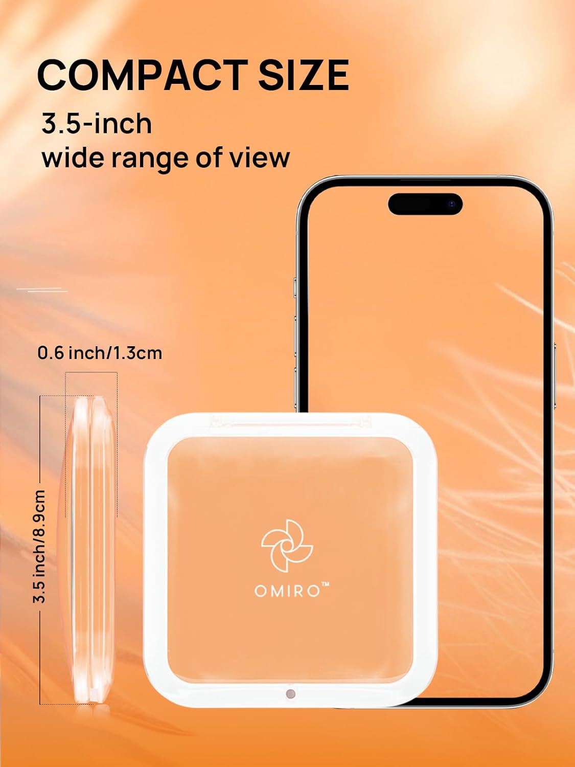 Compact Mirror Magnifying Pocket Mirror 10X Small Travel Folding Mirror for Handbag Square 3.5 inch (Peach Fuzz)