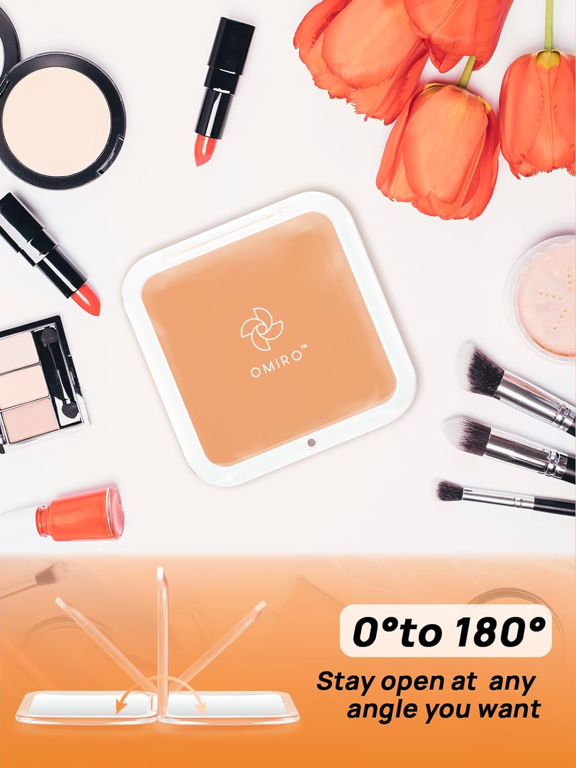 Compact Mirror Magnifying Pocket Mirror 10X Small Travel Folding Mirror for Handbag Square 3.5 inch (Peach Fuzz)