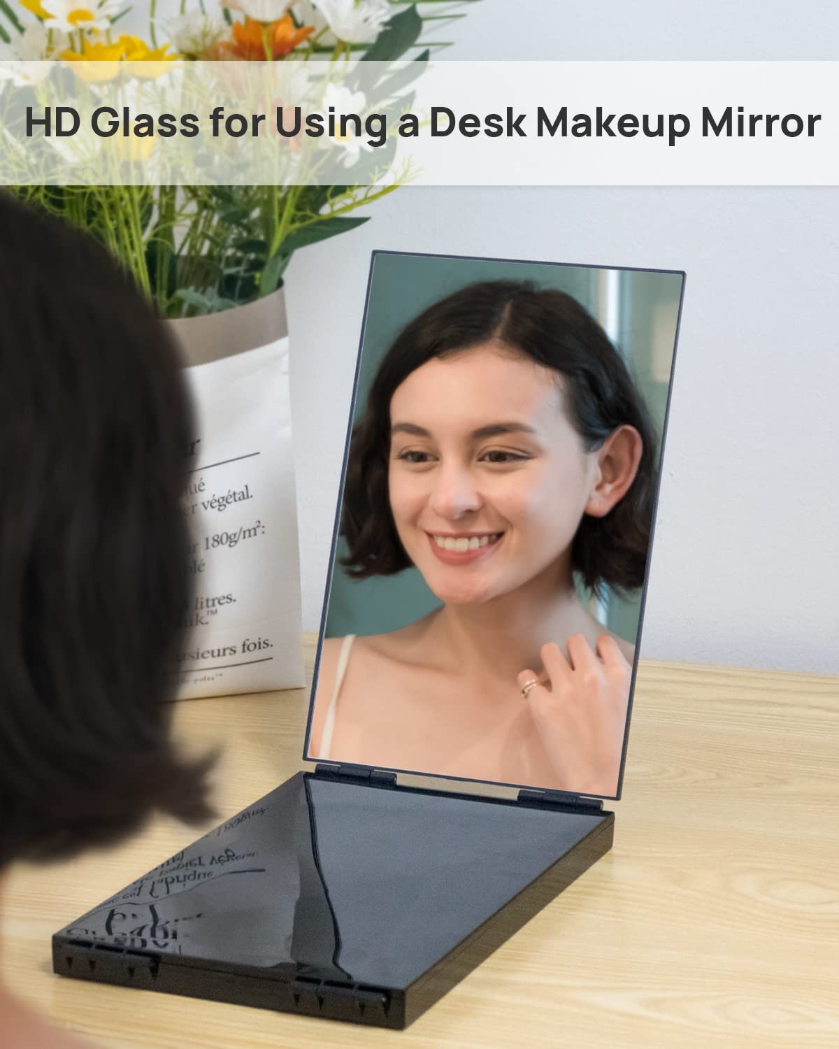 3 Way Mirror for Hair Cutting, 360 Trifold Self Haircut Mirror with Adjustable Telescoping Hooks, Multi-Functional for Makeup and Travel