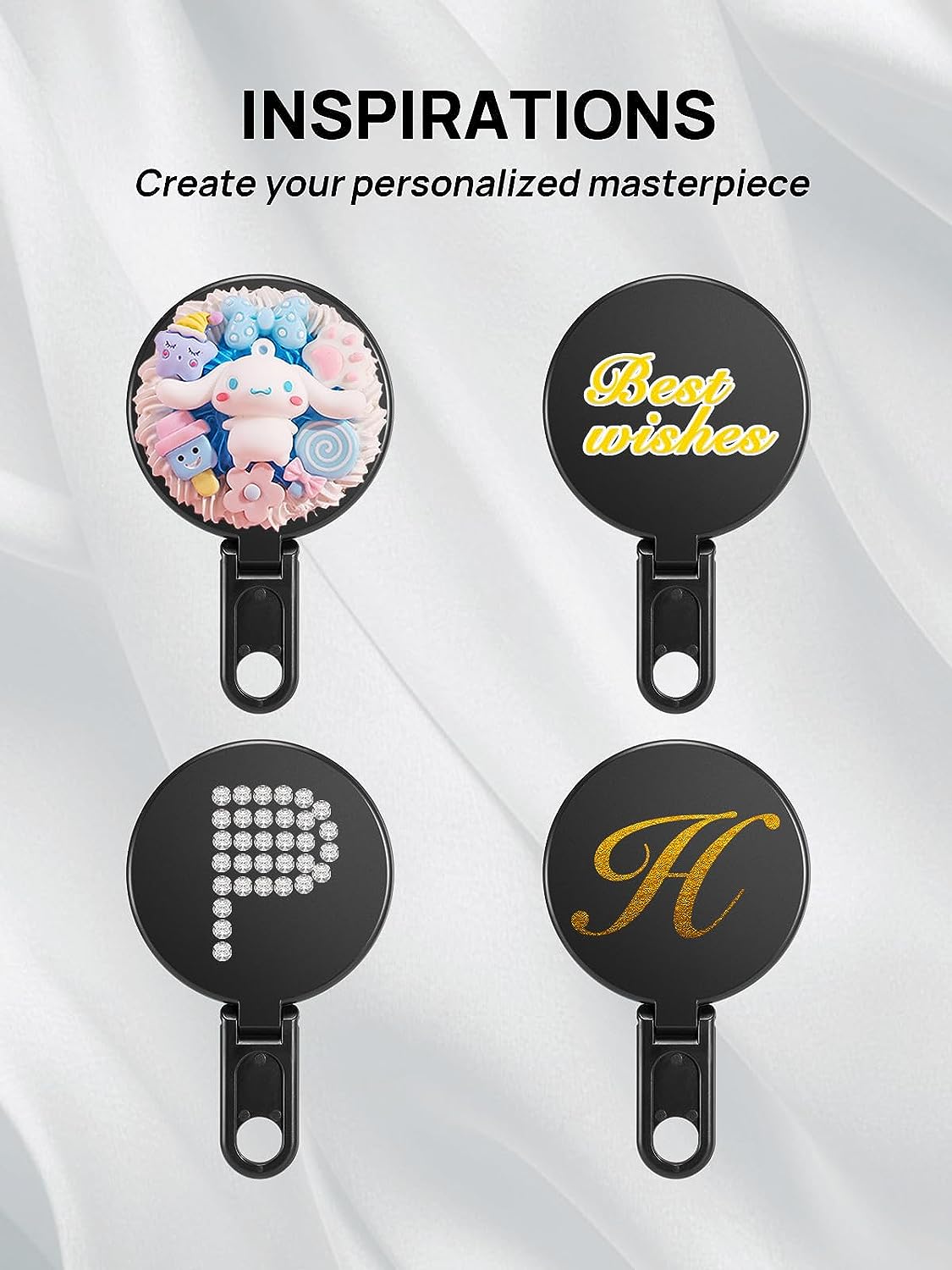 3" Compact Mirror with Adjustable Handle - Mini Folding Mirror for Makeup (Black, Pack of 1)