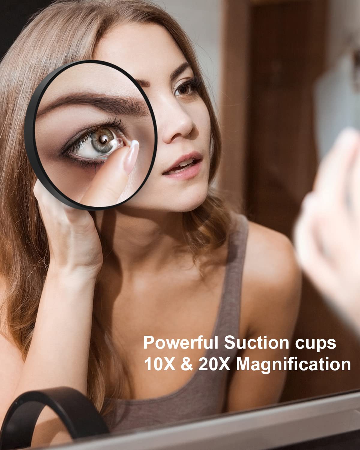 10X(300R) Magnifying Mirror and Eyebrow Tweezers Kit, 3.5" Two Suction Cups Magnifier Travel Set