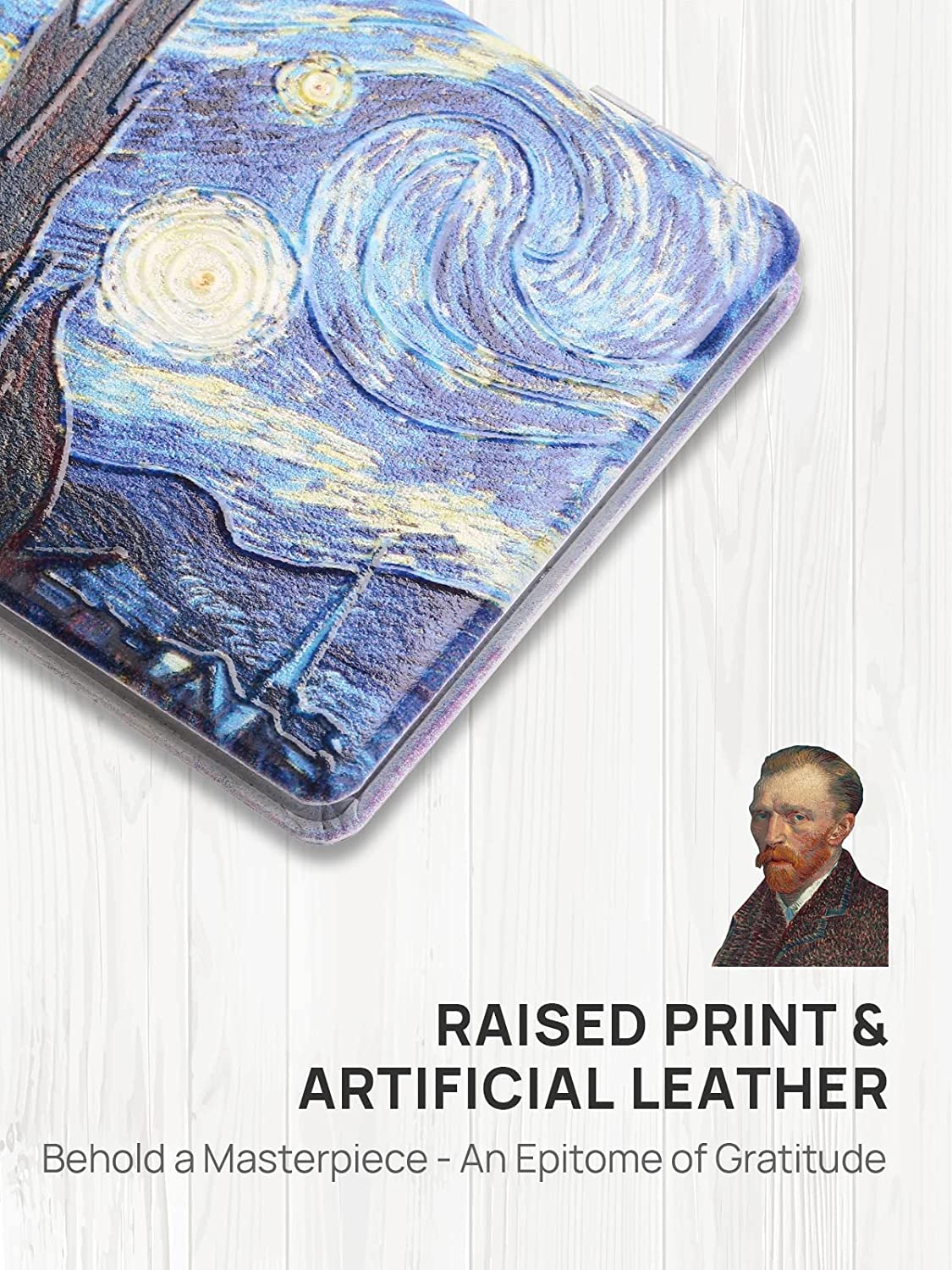 1X/3X Magnifying Mirror, Unique Painting Compact Mirror with Classical PU Leather (The Starry Night)