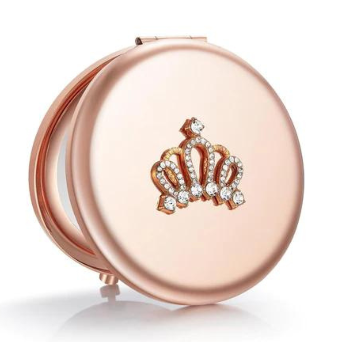 1X/10X Magnifying Compact Mirror, Small Crown Engraved Pocket Makeup Mirror Gift for Her Women Mom(Rose Gold)