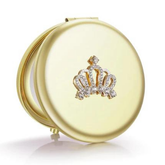 1X/10X Magnifying Compact Mirror, Small Crown Engraved Pocket Makeup Mirror Gift for Her Women Mom(Rose Gold)