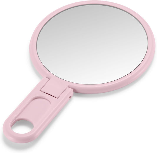 3" Compact Mirror with Adjustable Handle - Mini Folding Mirror for Makeup (Pink)