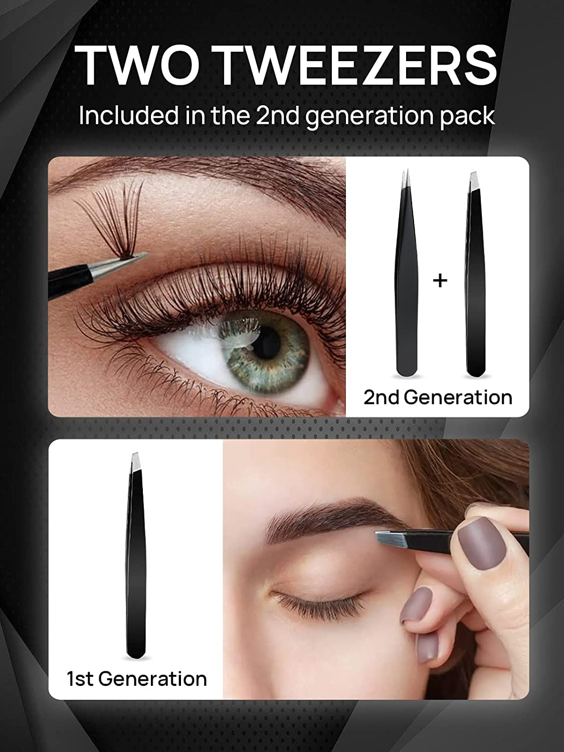 10X(300R) Magnifying Mirror and Eyebrow Tweezers Kit, 3.5" Three Suction Cups Magnifier Travel Set
