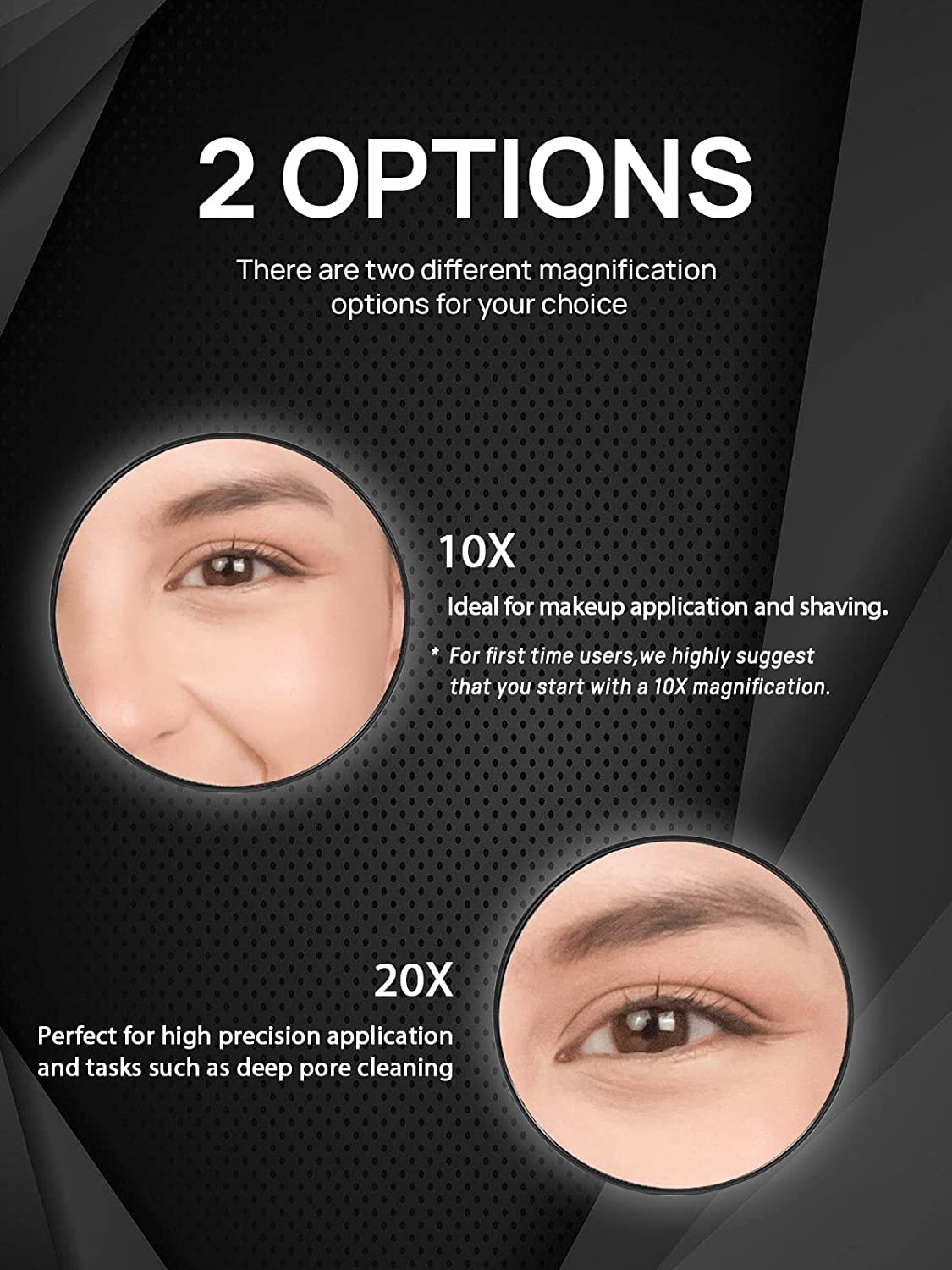 10X(300R) Magnifying Mirror and Eyebrow Tweezers Kit, 3.5" Three Suction Cups Magnifier Travel Set