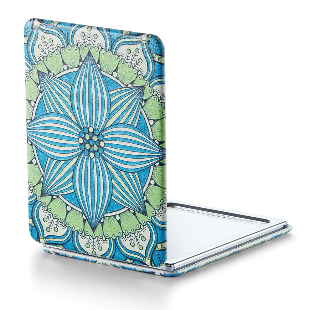 1X/3X Magnifying Mirror, Unique Painting Compact Mirror with Classical PU Leather (Sunflowers)
