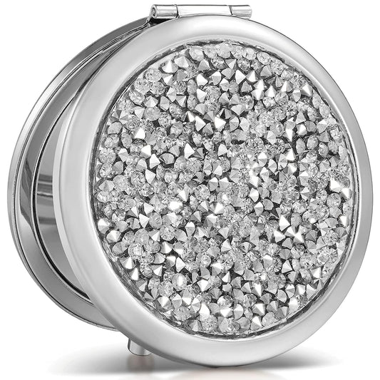 1X/10X(300R) Magnifying Compact Mirror, Mini Mix Diamond Metal Pocket Makeup Mirror (Rose Gold)