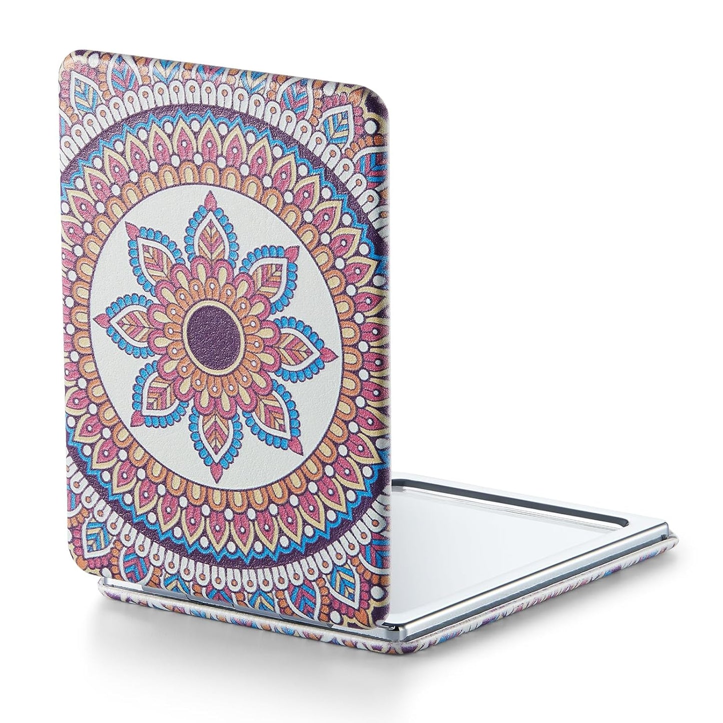 1X/3X Magnifying Mirror, Unique Painting Compact Mirror with Classical PU Leather (Pink Flamingos)