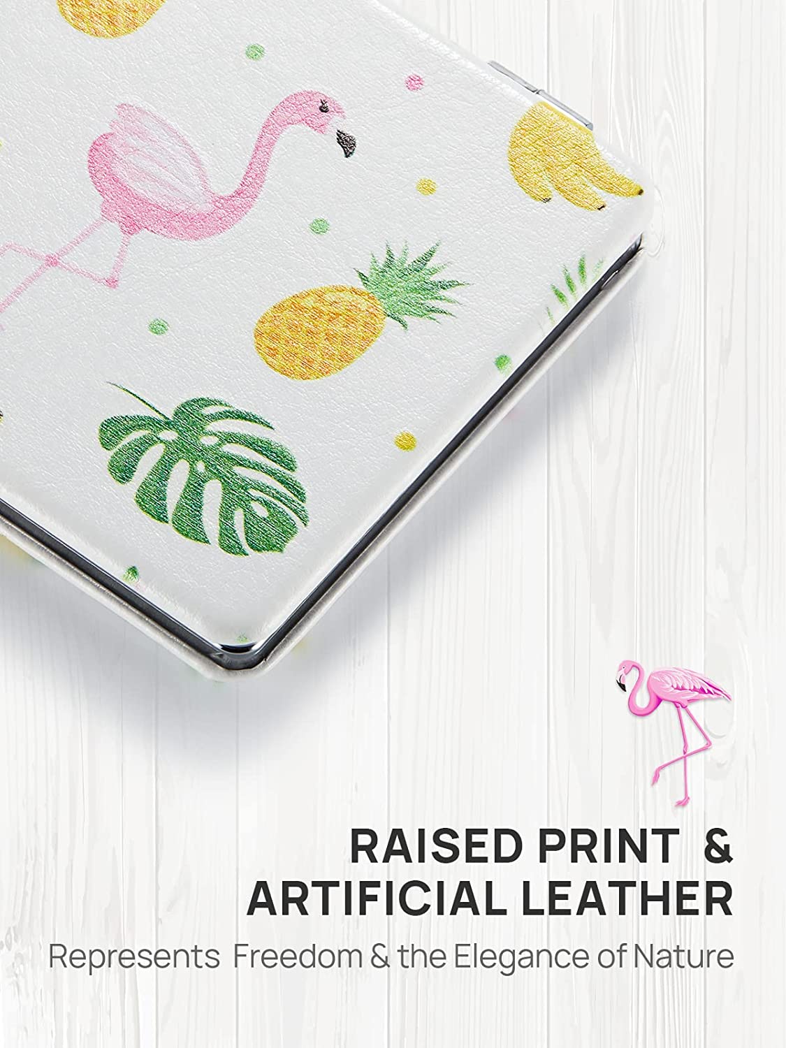 1X/3X Magnifying Mirror, Unique Painting Compact Mirror with Classical PU Leather (Flamingo and Tropical Print)