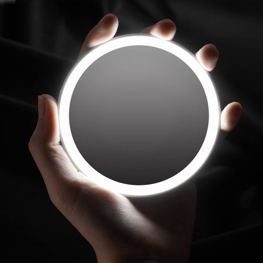 Compact Makeup Mirror with Lights, LED Mirror for Travel and Purse, Women Gift, Birthday Gift. An I Love You Gift for Her (White)