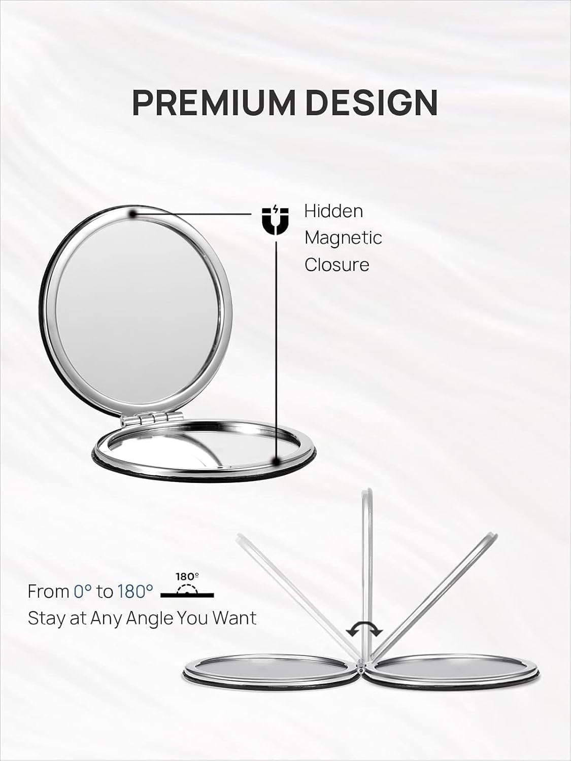1X/10X(300R) Compact Magnifying Mirror, Unique Painting Pocket Mirror with Classical PU Leather (Round,Paisley)